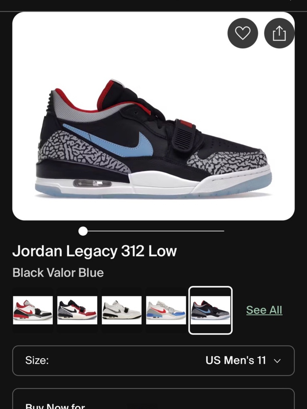 Nike Jordan Legacy 312 Blue  Men’s Black, Blue & Red Low-Top Sneakers size 8
